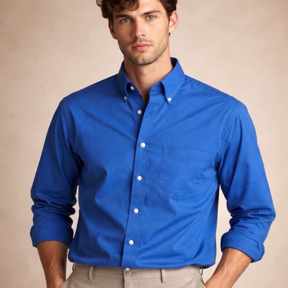 Van Heusen Blue Pinpoint Oxford Button-Down Shirt – Men’s 32/33 Wrinkle Free